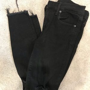 Gap 1969 Black Ripped & Raw Hem Crop Skinny Jeans